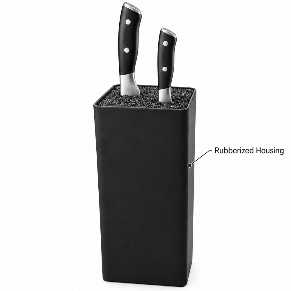 Premium Rubberized Universal Knife Block with Flexible PP Bristle Insert